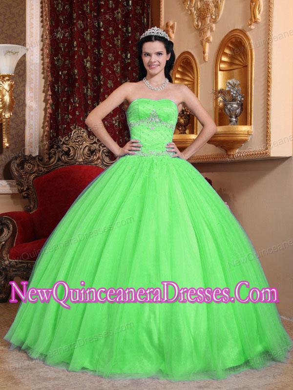 neon green ball gown