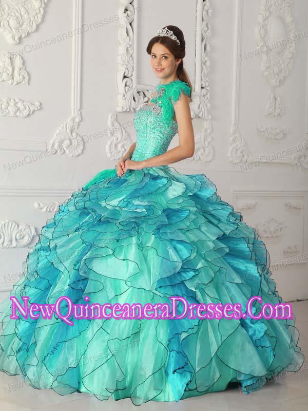 turquoise ball gown