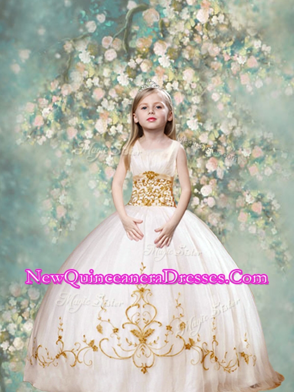white and gold pageant dresses