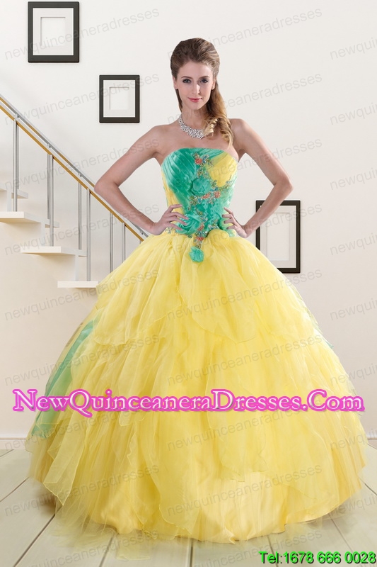 triumph Custom Made Multi Color Quinceanera Dresses with Hand Made Flowers