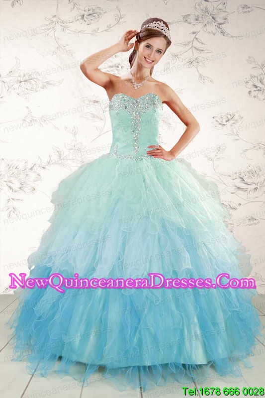 triumph Custom Made Multi Color 2015 Quinceanera Dresses with Beading and Ruffles