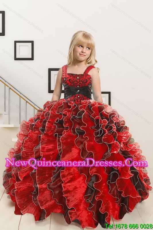 triumph 2015 New Arrival Appliques and Ruffles Multi-color Flower Girl Dress
