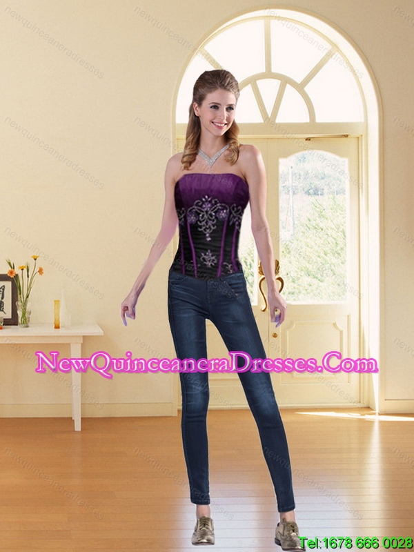 2015 New Style Multi Color Strapless Corset with Beading