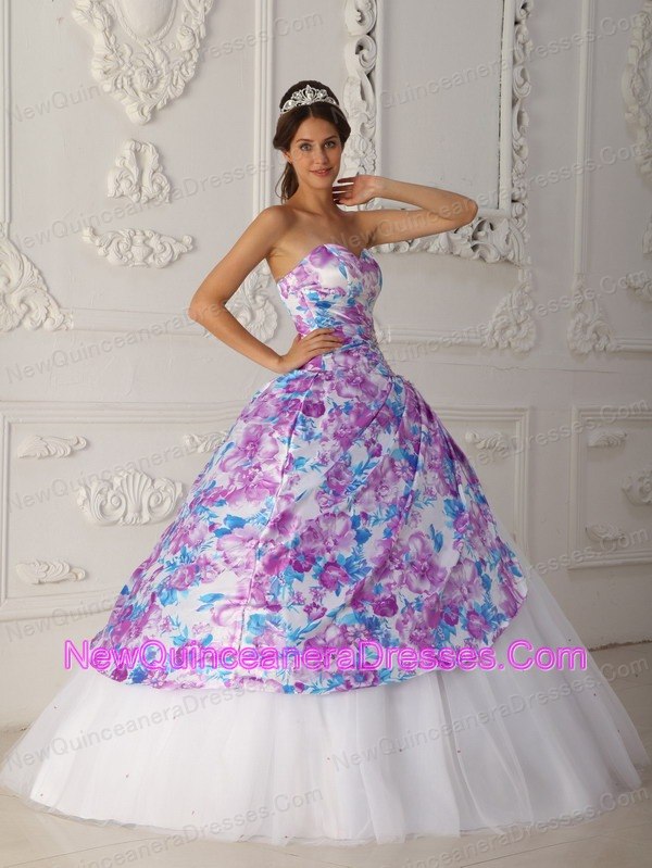 Vintage Multi-color Quinceanera Dress Sweetheart Tulle Appliques A-line