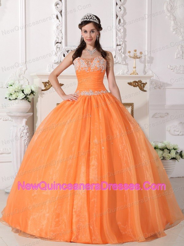 orange puffy dress