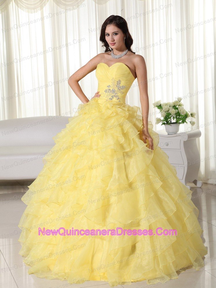 sweet 15 yellow dresses