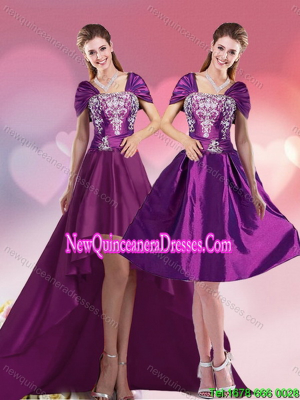 triumph Luxurious High Low Embroidery Prom Gown for 2015