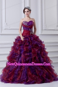 2014 Multi-color Sweetheart Ball Gown Beading Quinceanera Dress with Ruffles