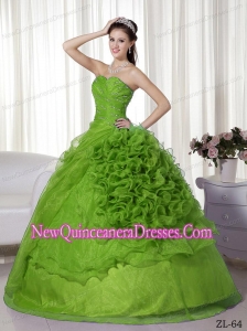 Sweetheart Floor-length Ball Gown Organza Beading and Ruch 2013 Quinceanera Dress