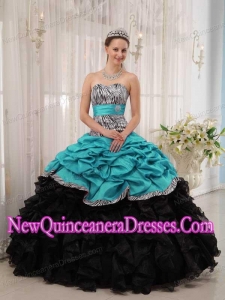 2014 Brand New Turquoise and Black Ball Gown Sweetheart Quinceanera Dress