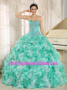 Beaded Bodice and Ruffles Custom Made For 2014 Quinceanera Dresses in Apple Green