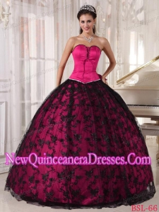 Beautiful Black and Red Sweetheart Floor-length Tulle and Taffeta 2013 Quinceanera Dress