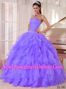 Strapless Ball Gown Floor-length Organza Beading 2013 Quinceanera Dress