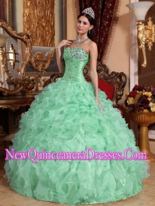 Sweetheart Floor-length Organza Beading and Ruffles 2014 Quinceanera Dresses