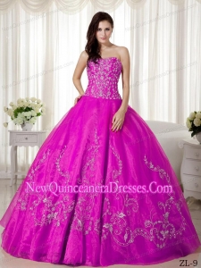 Cheap Ball Gown Sweetheart Organza With Beading and Embroidery Quinceanera Dress