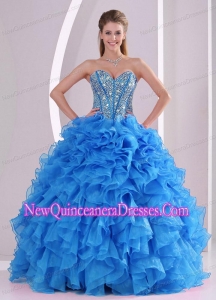 Cheap With Ruffles and Beaded Long Quinceanera Dresses with Lace Up