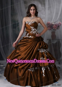 Ball Gown Taffeta Custom Made Quinceanera Dresses Quinceanera Dress with Appliques