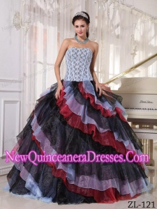 Classical Multi-color Ball Gown Strapless Appliques and Beading Quinceanera Dress