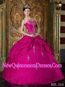 Hot Pink Sweetheart Floor-length Appliques Custom Made Quinceanera Dresses