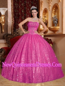 Hot Pink With Sweetheart Floor-length Beading Cheap Quinceanera Gowns