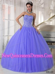 Lilac Ball Gown Sweetheart Tulle Classical Quinceanera Dress with Beading