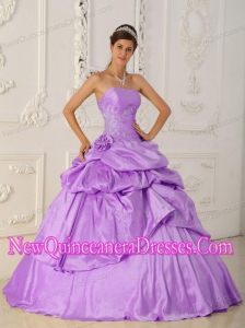 Princess Strapless Taffeta Beading Custom Made Quinceanera Dresses in Lavender