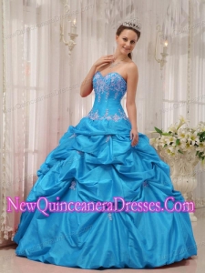 A Baby Blue Ball Gown Sweetheart With Appliques Cheap Quinceanera Gowns