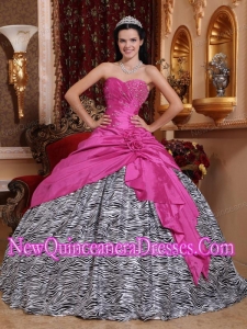 A Hot Pink Ball Gown Sweetheart With Beading Cheap Quinceanera Gowns