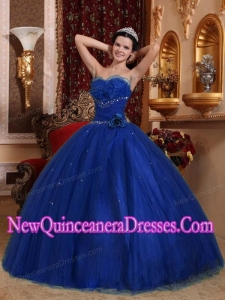 A Royal Blue Sweetheart With Tulle Beading Cheap Quinceanera Gowns