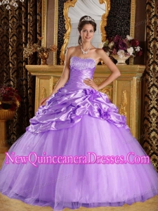 Ball Gown Taffeta and Tulle Beading Custom Made Quinceanera Dresses in Lavender