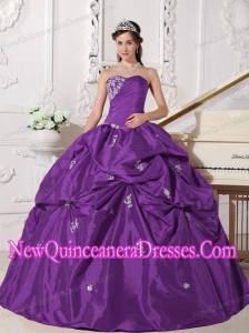 Beading Ball Gown Sweetheart Taffeta Custom Made Quinceanera Dresses in Lavender