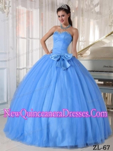 Blue Ball Gown Sweetheart Beading and Bowknot Elegant Quinceanera Dresses