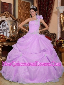 Cheap Quinceanera Gowns In Lavender With One Shoulder Organza Appliques