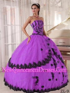 Discount Ball Gown Strapless Floor-length Appliques Sweet 15 Dresses
