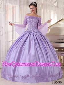 Discount Lavender Ball Gown Off The Shoulder Floor-length Taffeta and Organza Appliques Sweet 16 Dresses