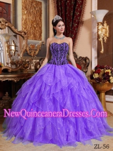 Elegant Ball Gown Sweetheart Embroidery with Beading Quinceanera Dress in Purple and Black