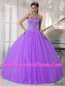 Elegant Laverder Ball Gown Sweetheart Tulle Beading Quinceanera Dresses