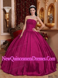Fuchsia Ball Gown With Strapless Taffeta Beading Cheap Quinceanera Gowns
