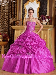 Pick-ups Taffeta Custom Made Quinceanera Dresses in Fuchsia