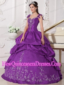 Purple Ball Gown Taffeta Embroidery Custom Made Quinceanera Dresses