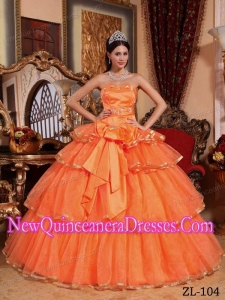 Ball Gown Organza Ruffles Custom Made Quinceanera Dresses in Orange
