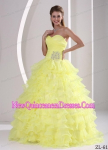 Ruffles Sweetheart Appliques and Ruching Discount Sweet 15 Gowns For Military Ball