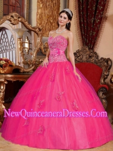 Sweetheart Floor-length Tulle Appliques Custom Made Quinceanera Dresses