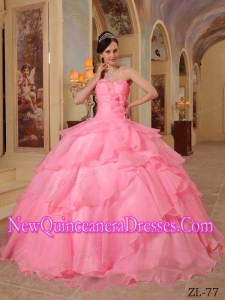 A Watermelon Ball Gown Sweetheart With Organza Beading New Style Quinceanera Dress