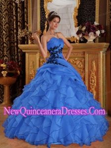 Blue Ball Gown Sweetheart Elegant Quinceanera Dress with Appliques