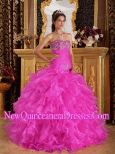 Elegant Ball Gown Sweetheart Organza Beading Quinceanera Dresses