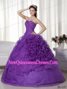 Sweetheart Floor-length Organza Beading and Ruching Fashionable Quinceanera Dress