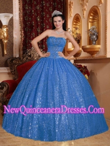 A Blue Sweetheart With Beading New Style Quinceanera Dress