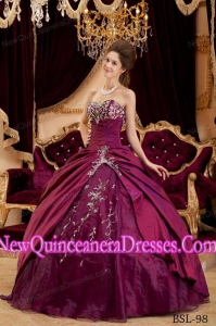 Appliques Sweetheart Taffeta and Tulle Luxurious Quinceanera Dresses in Burgundy