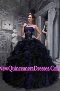Elegant Strapless Appliques and Ruffles Multi-color Quinceanera Dress